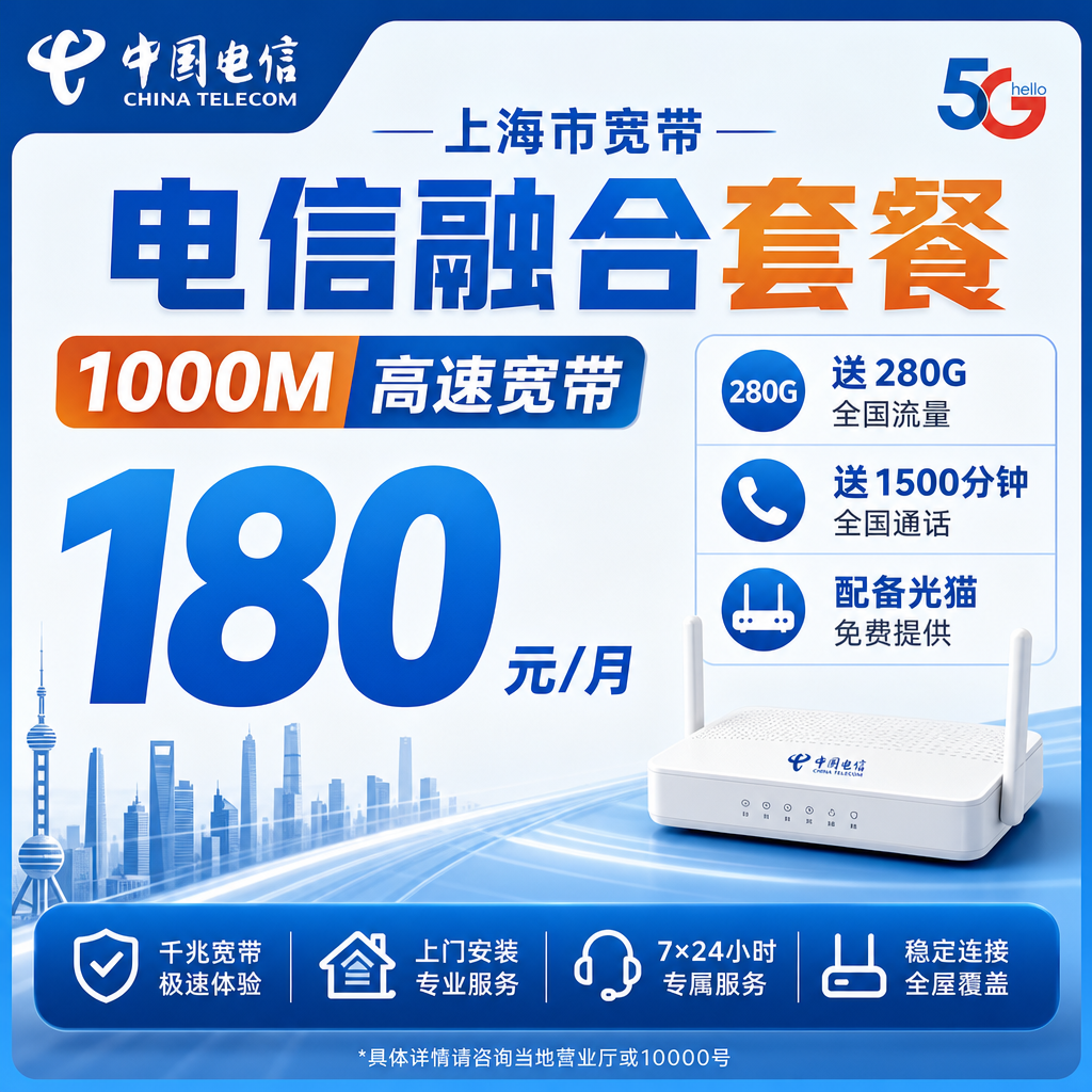上海市宽带融合套餐办理示意图